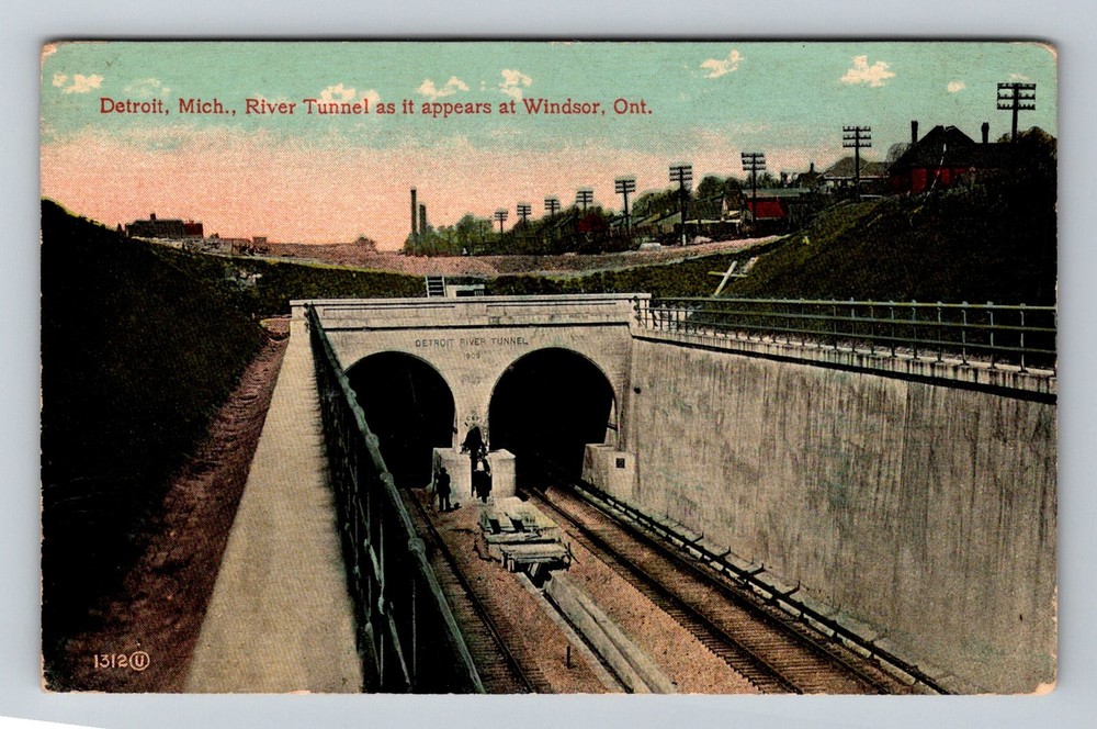Canada- Windsor 1910 Detroit River Tunnel Old Post Card View PC Vintage Postcard