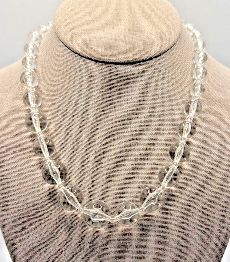 Vintage Clear Lucite Ball Beaded Choker Necklace