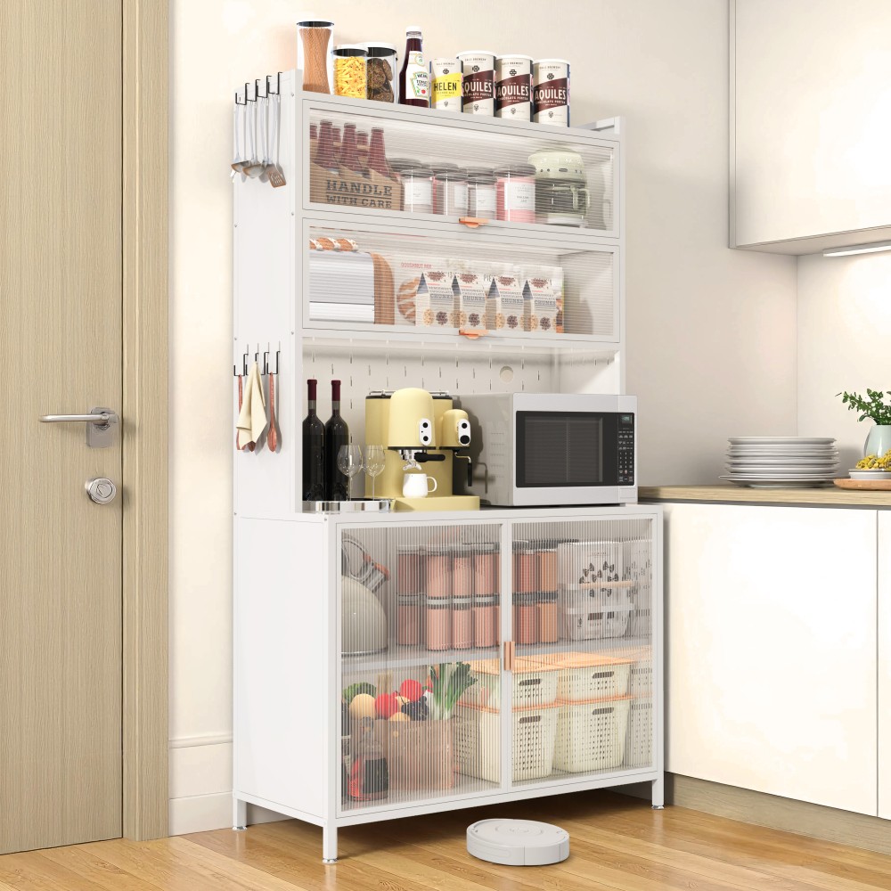 Kitchen Pantry Cabinet 6 Level Flip Door W Pegboard Pantry Storage Cabinet