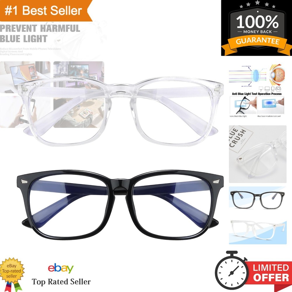 Lightweight Fashion Blue Light Glasses - 99.9% Protection, 2 Stylish Pairs