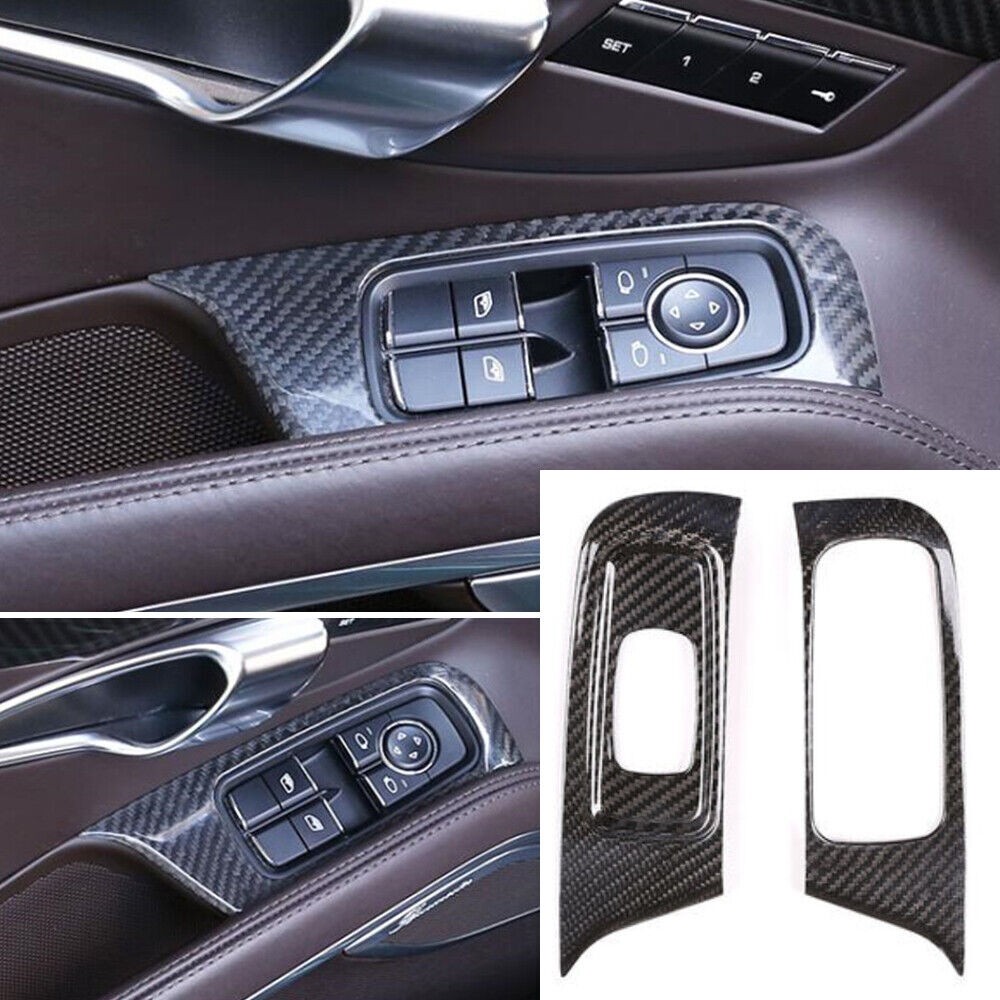 Real Dry Carbon Door Window Lift Switch Button Trim Cover for Porsche 718 911