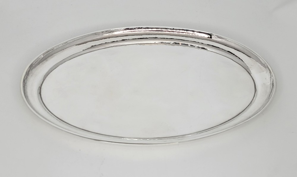 Georg Jensen Hammered Sterling Silver Tray #223D – 12 3/4” – 20.67 ozt – No Mono