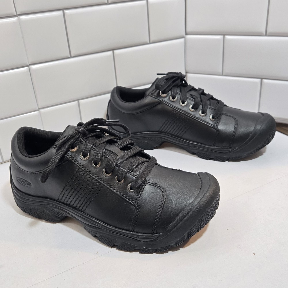 Keen PTC Oxford Soft Toe Work Shoes Mens Sz 9.5 Black Leather Oil Slip Resistant
