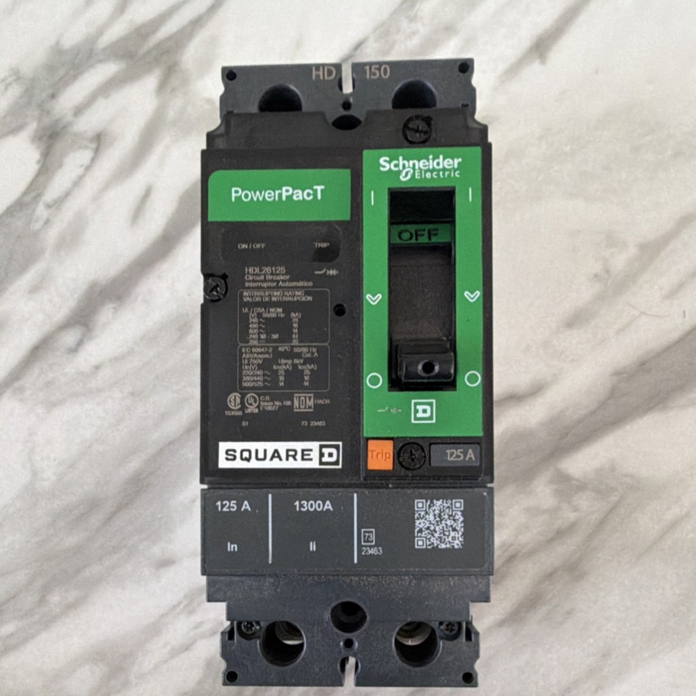 Square D Schneider Electric PowerPacT HDL26125 125A 2 Pole 480V Circuit Breaker