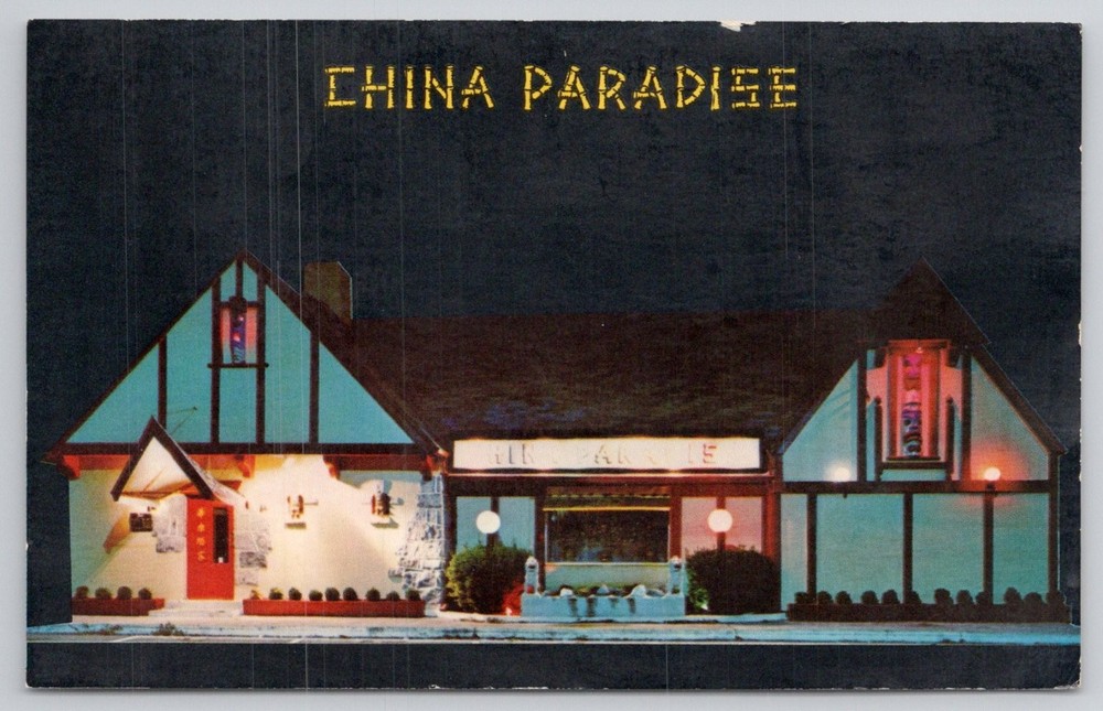 Vintage CHINA PARADISE Wayne NJ Chinese Polynesian Restaurant Postcard