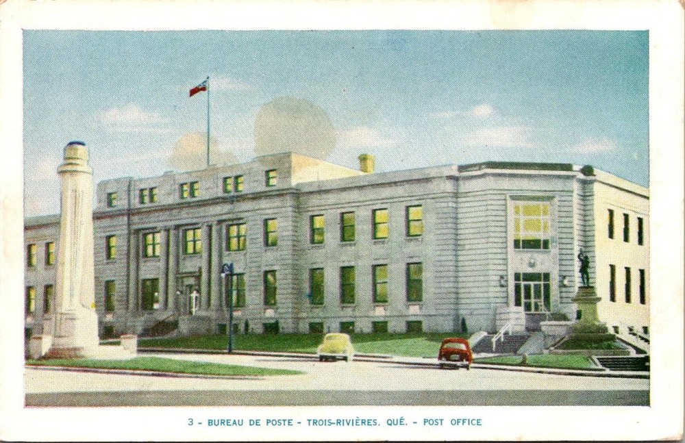 Trois-Rivières Quebec Post Office Vintage Postcard 1950s Posted