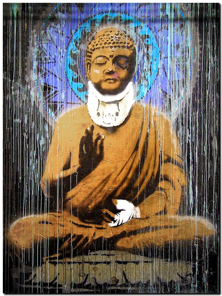 BANKSY STREET ART *FRAMED* CANVAS PRINT Buddha 24x16
