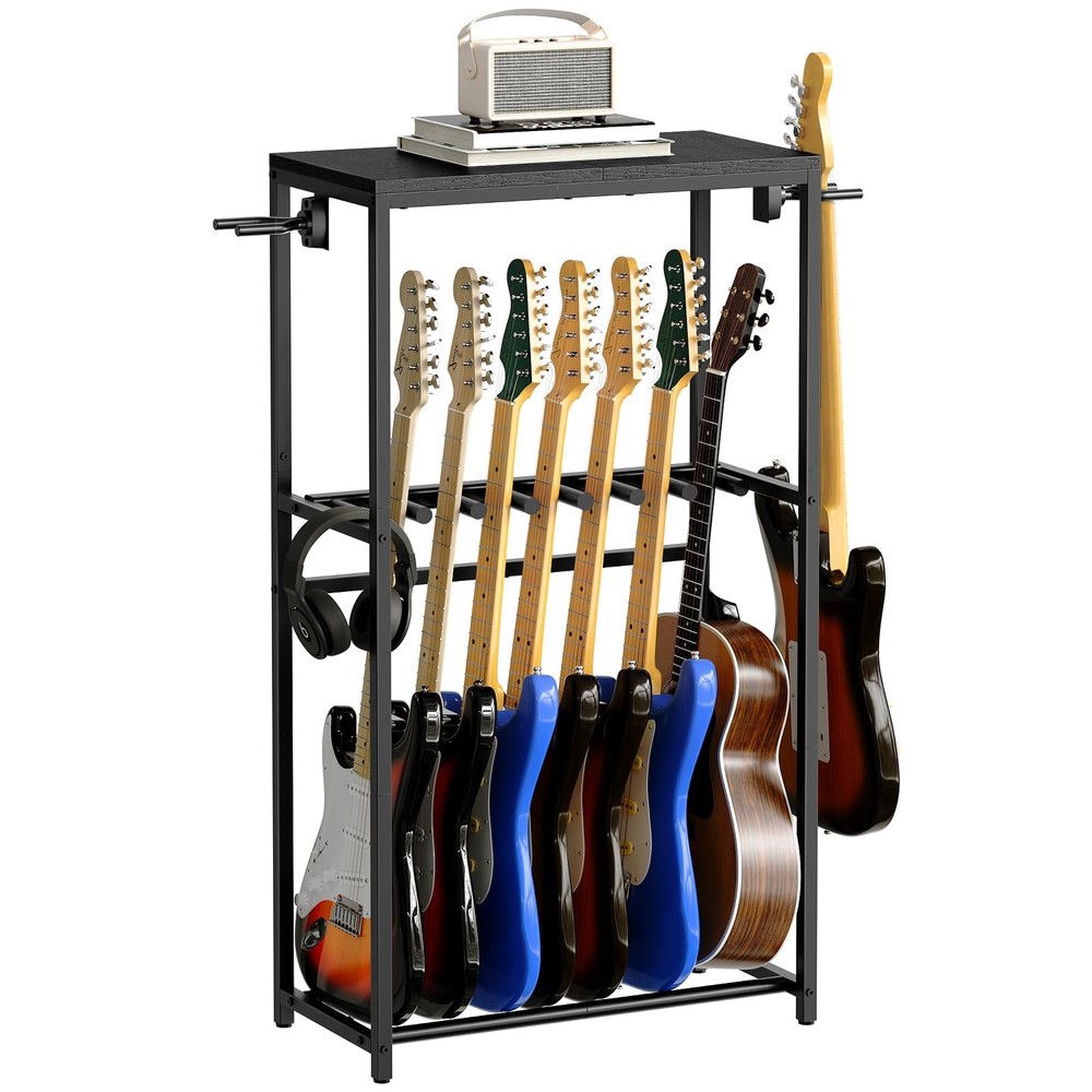 Black Guitar Stand Rack for Acoustic Electric Bass - Studio Holder