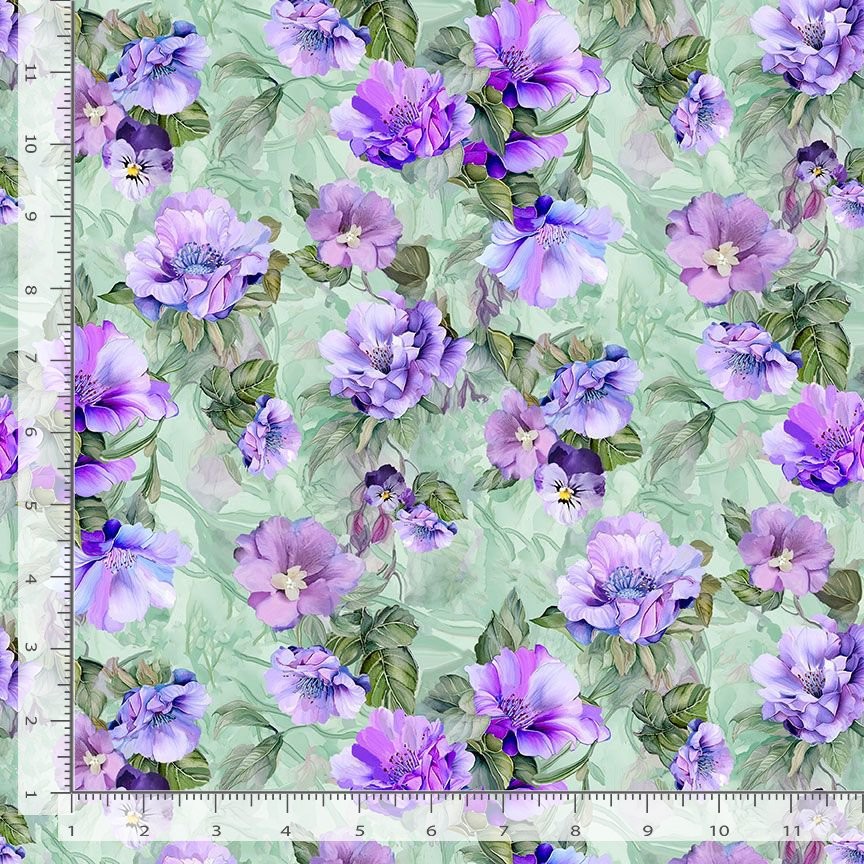 Floral Fabric | Garden Delight Purple Flower Bouquet | Timeless Treasures YARD