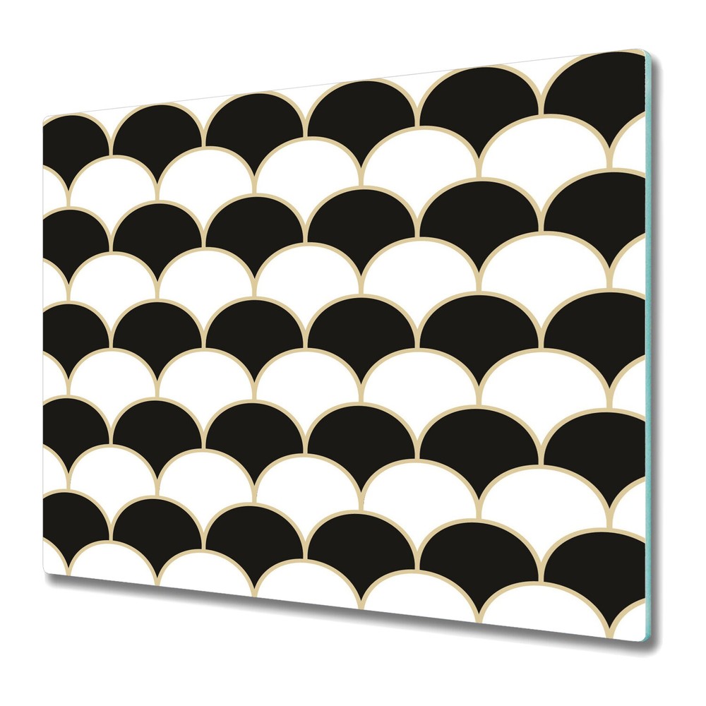 Glass Chopping Cutting Board Scallop Black and white Geometric Regular modern