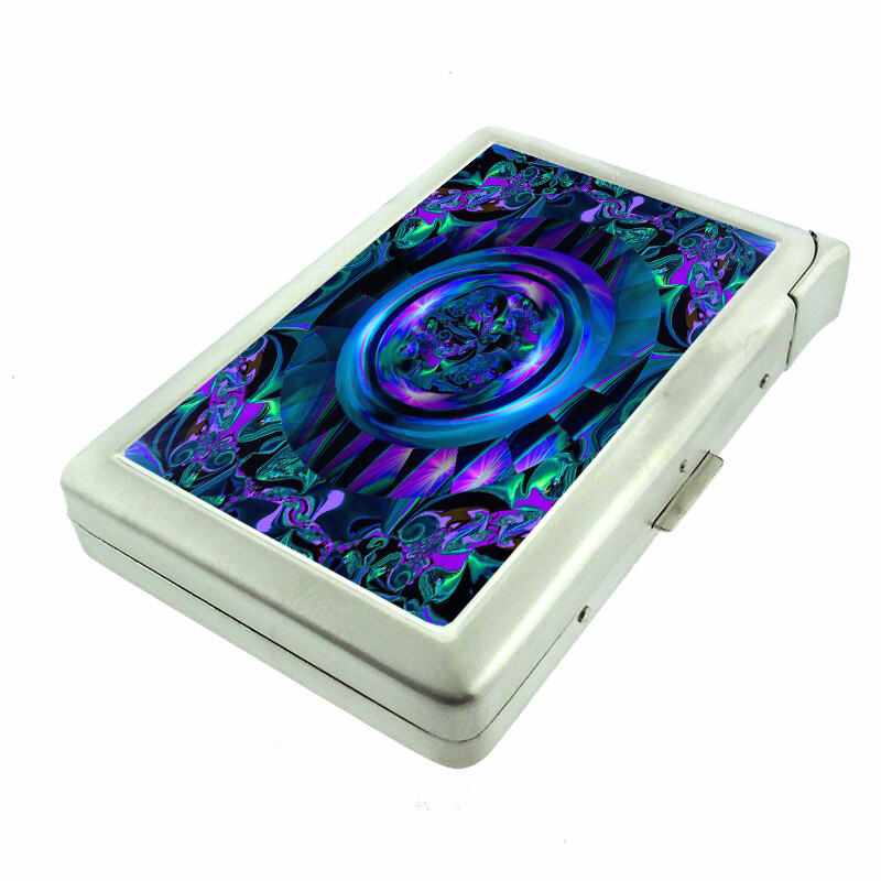 Abstract Art Em16 Cigarette Case with Built in Lighter Metal Wallet-image
