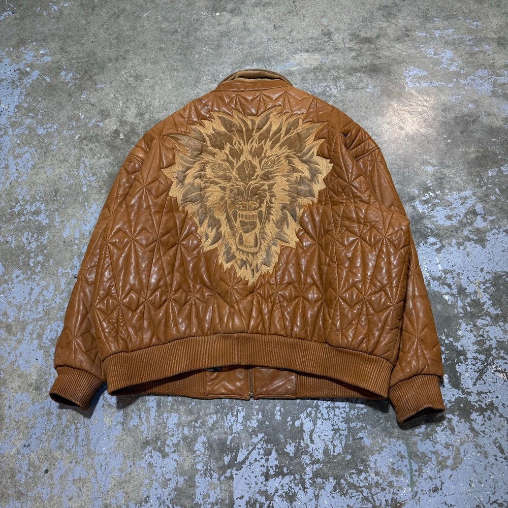 VTG Marc Buchanan Exclusive Collection Pelle Pelle Wolf Leather Jacket Sz 54