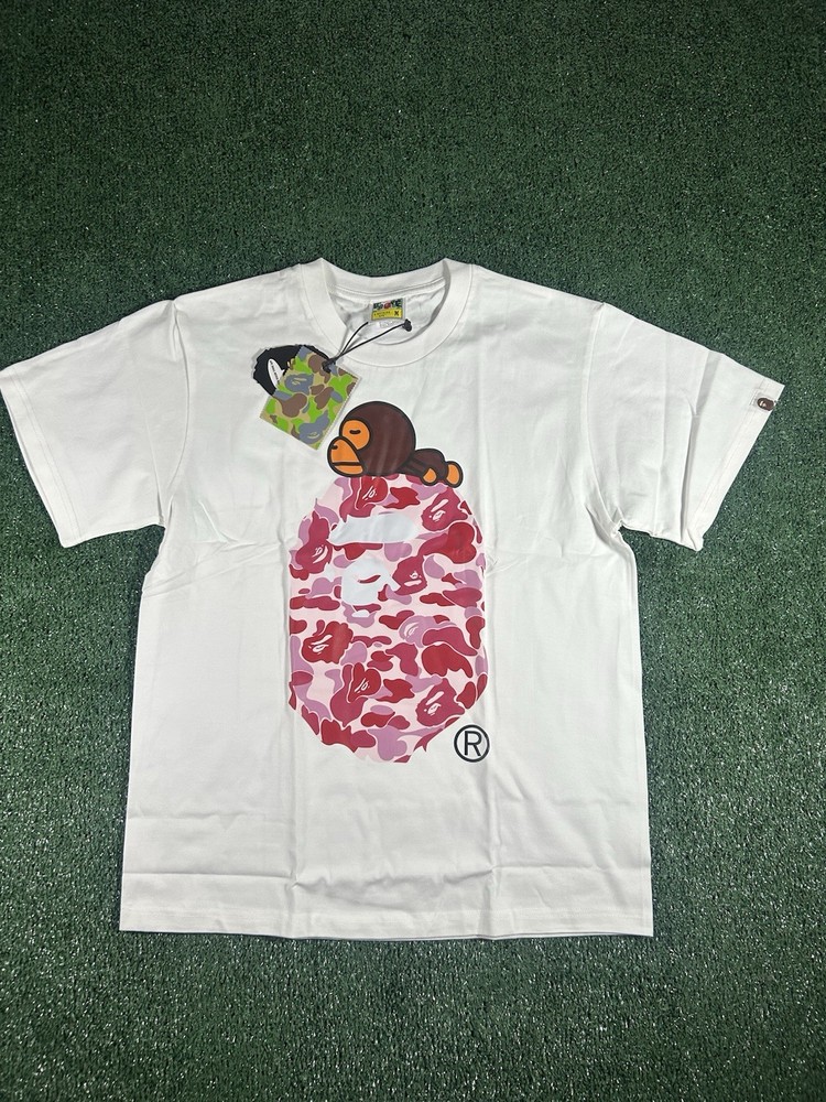 A Bathing Ape BAPE Ape Head Logo Graphic Tee White Crew Neck Short Sleeve M