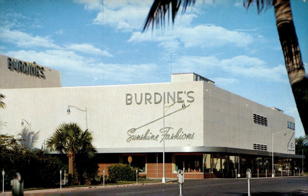 1950s Burdine's Sunshine Fashions Miami Beach FL Raymond Loewy MCM Postcard