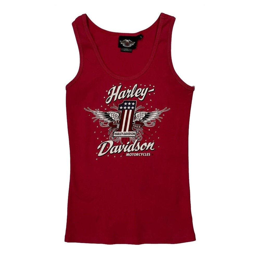 Motorcycles Harley Davidson Tank Top - Small Red Cotton