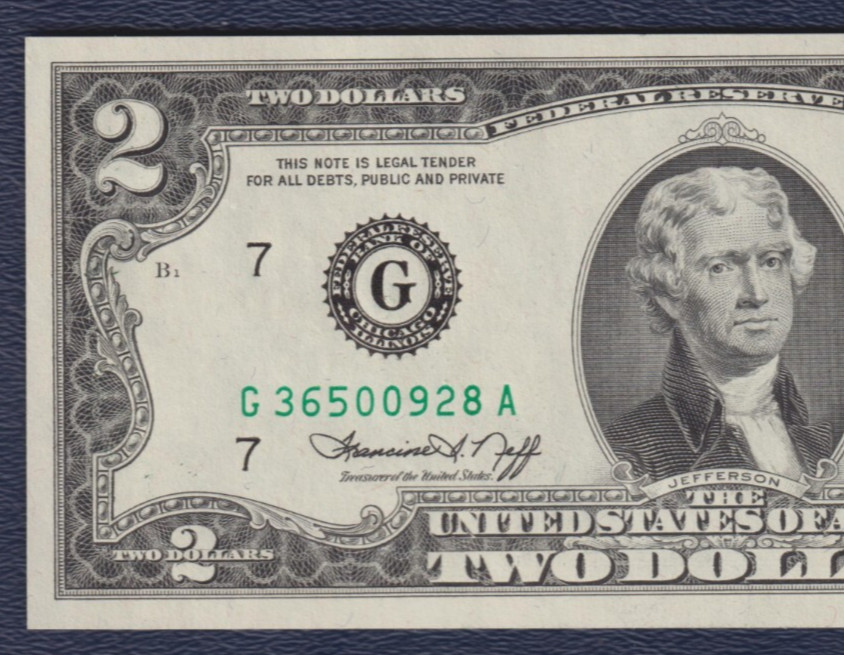 1976G $2 TWO DOLLAR BILL CHICAGO IL UNCIRCULATED 1976 US Federal Reserve Note