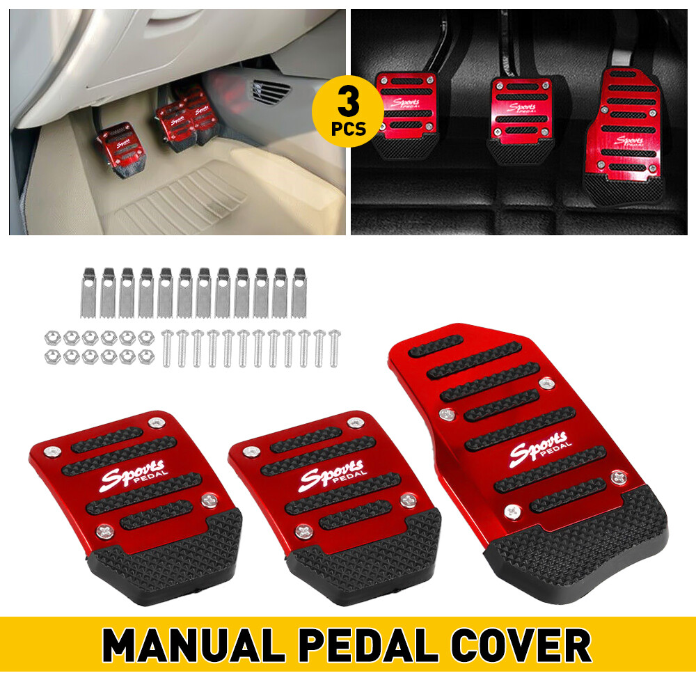 Red Non-Slip Gas Brake Pedal Covers for Cars – 3Pcs Set