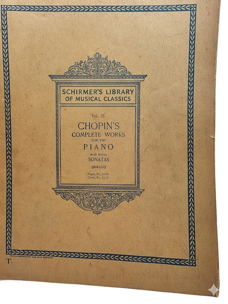 Antique Chopin Sonatas Sheet Music Schirmer Vol 35 Mikuli Edition Piano Book N4