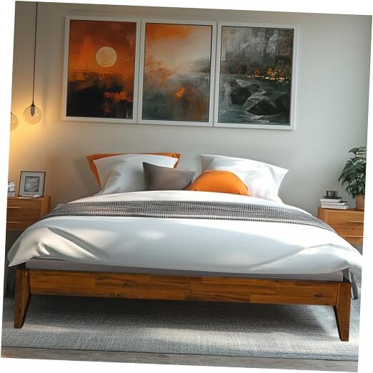 Acacia Mervyn 14 Inch King Wood Platform Bed Frame Caramel No Headboard  -image