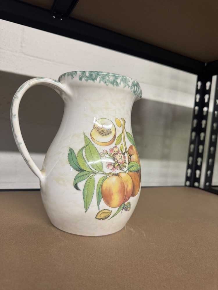 Vintage Himark Peach Ceramic Pitcher made in Italy Hand Painted