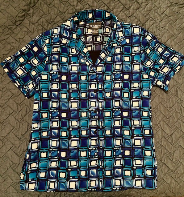 Notations Vintage Jewel Toned Blue Women's Short Sleeve Blouse Size S