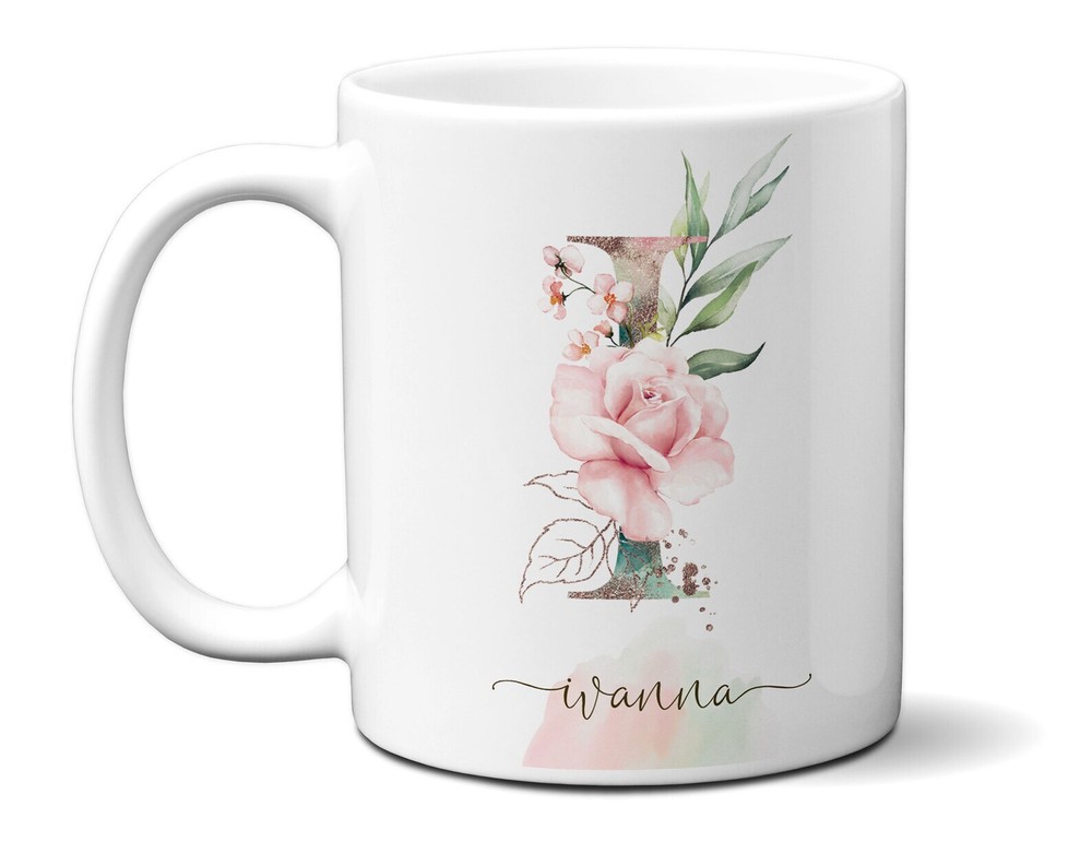 Taza con letra rosa & nombre idea de regalo personalizada para amantes de las plantas jardinero Envi