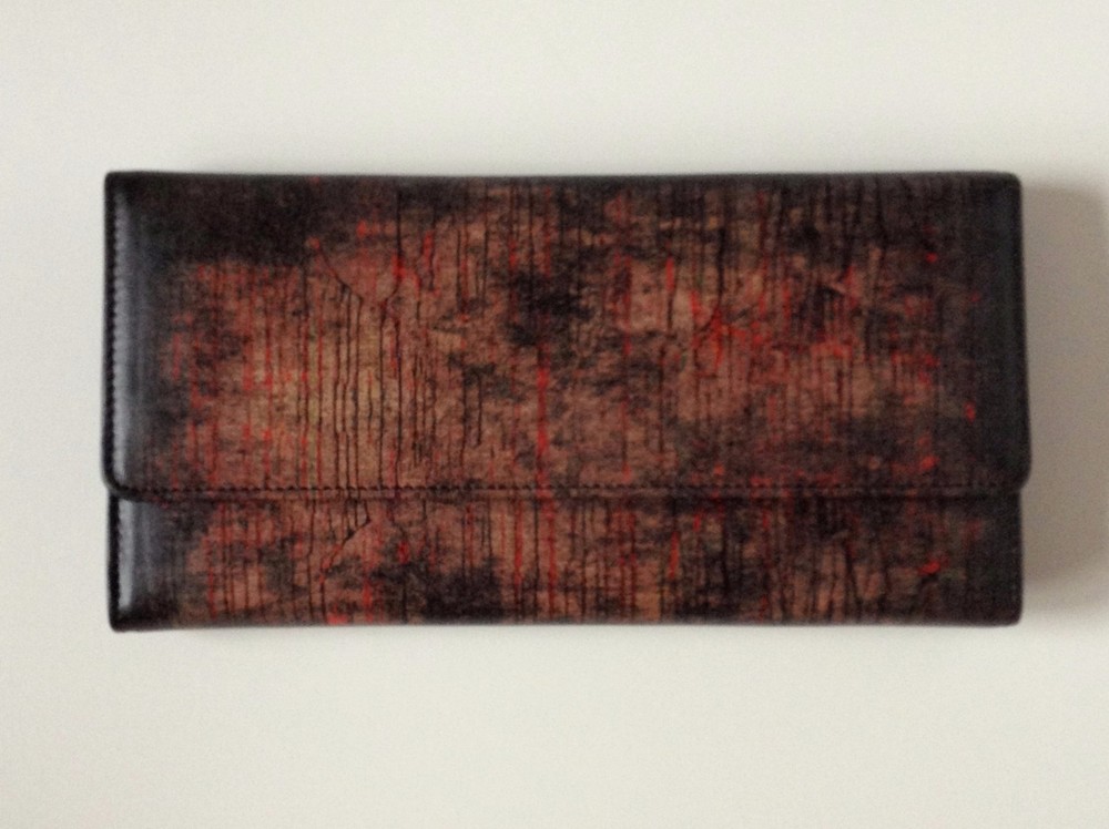 Abstract Art Design Wallet Brown Striped Wallet Women's Leather Purse with Art-image