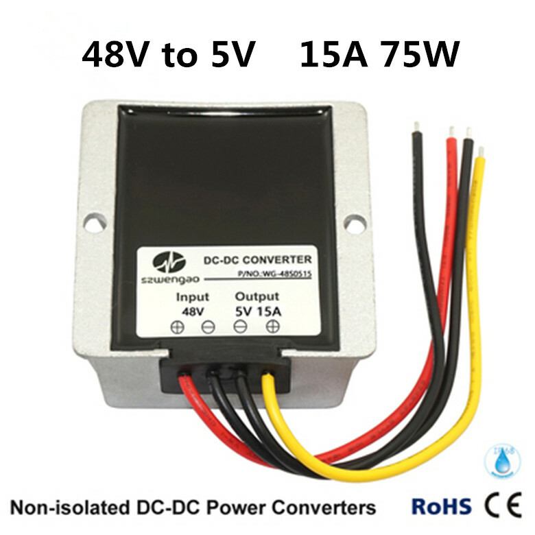 48V to 5V 15A 75W Waterproof DC Step-Down Power Converter Module