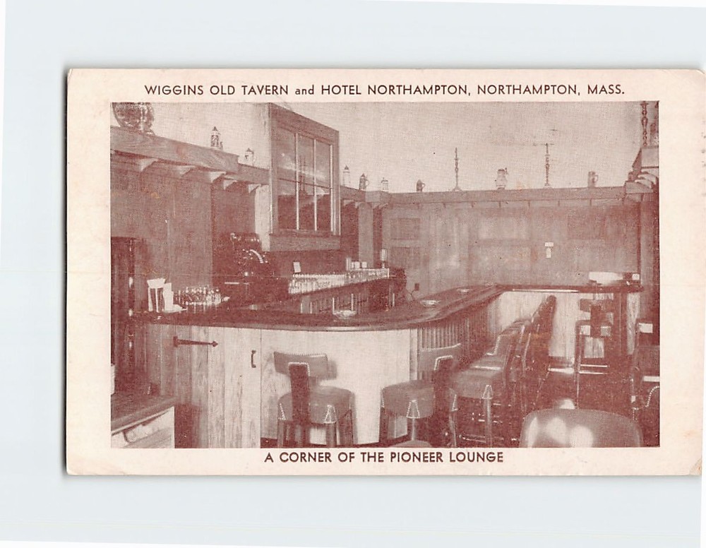 Postcard Pioneer Lounge Wiggins Old Tavern and Hotel Northampton MA USA