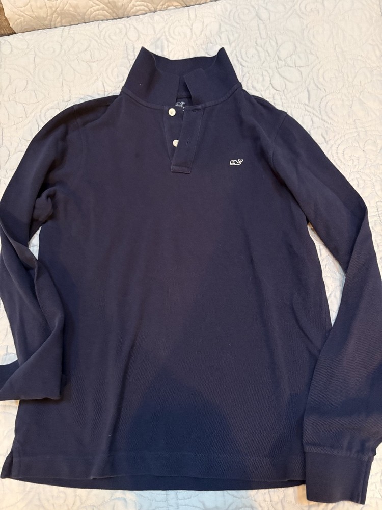 Vineyard Vines Shirt Long Sleeve Polo Boys Size L (16)  Navy Golf  Cotton