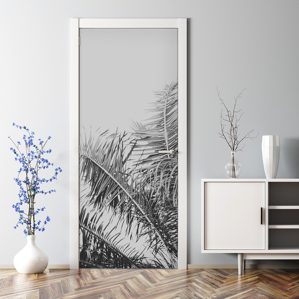 Palm nursery plant with big jungle leaves Miami botanical Hawaii door decal