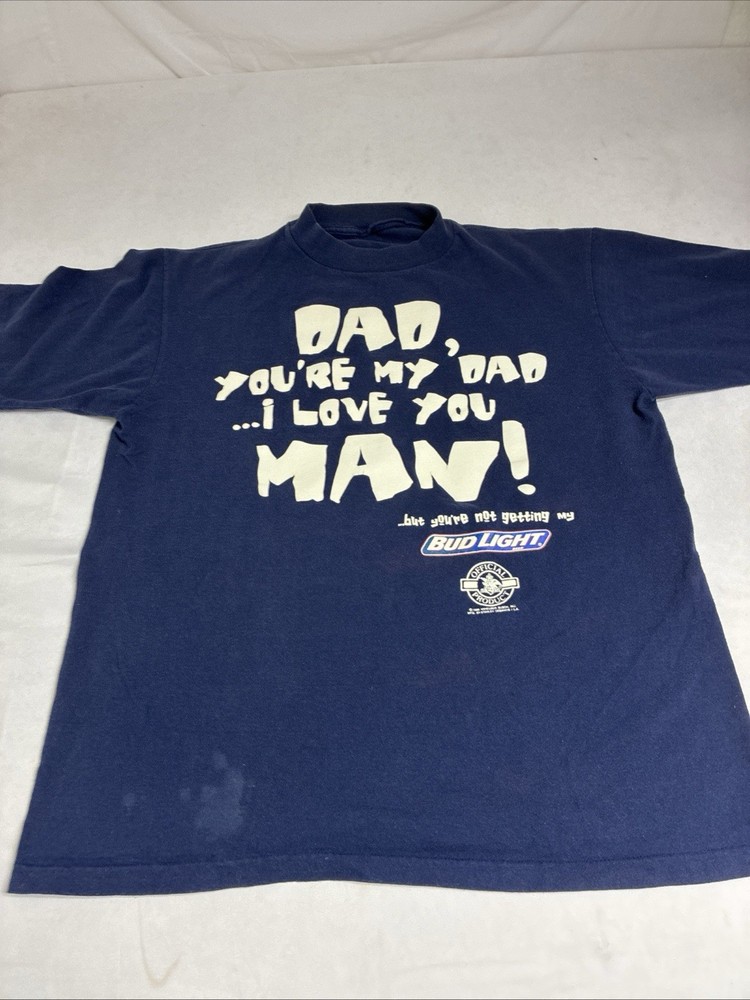 Vintage 1996 Bud Light Single Stitch I Love You Man T Shirt READ