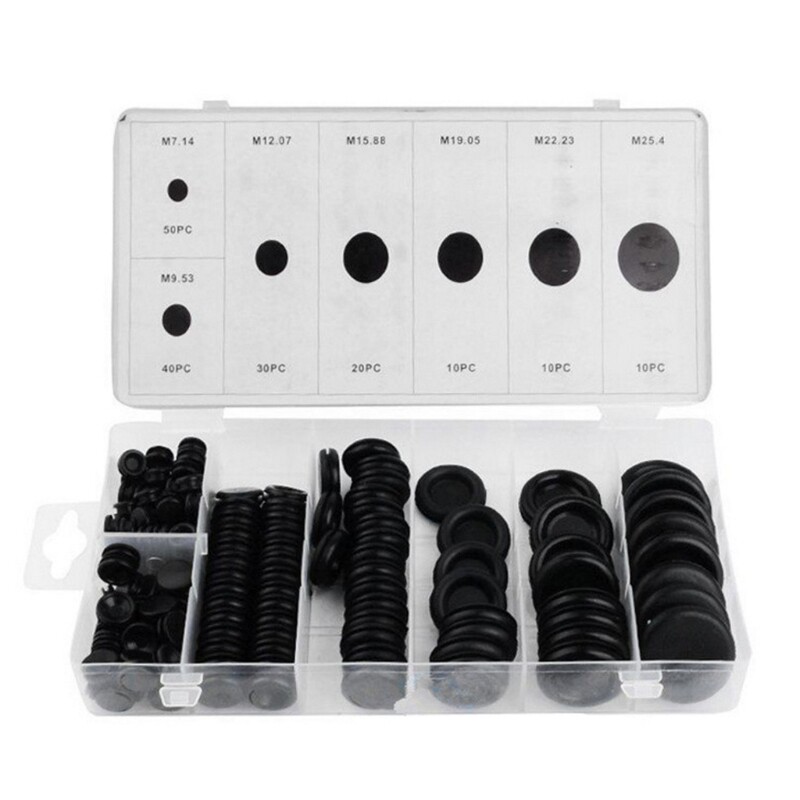 170-Piece Rubber Grommet Assortment for Firewall Wiring and Wire Protection