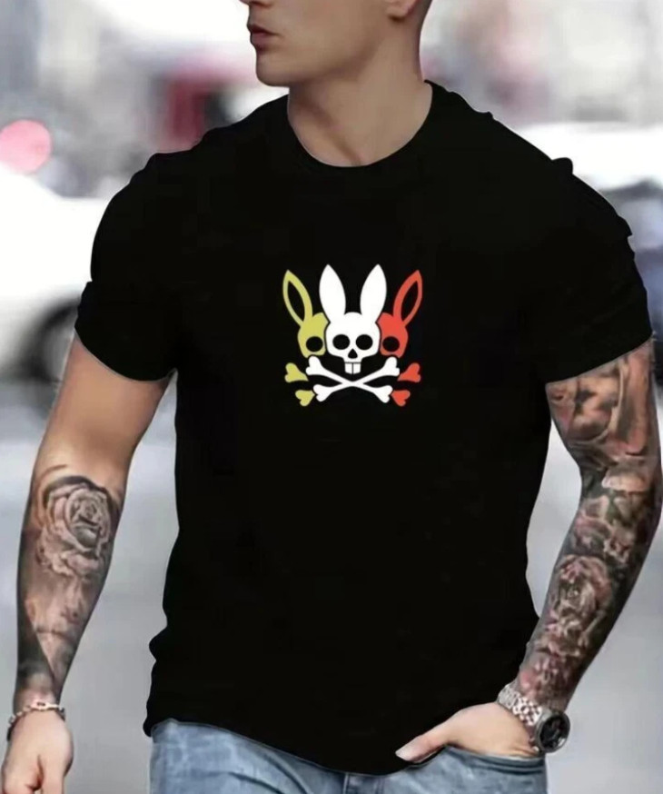 Psycho Bunny T Shirt Black Cotton Unisex All Size S-5XL