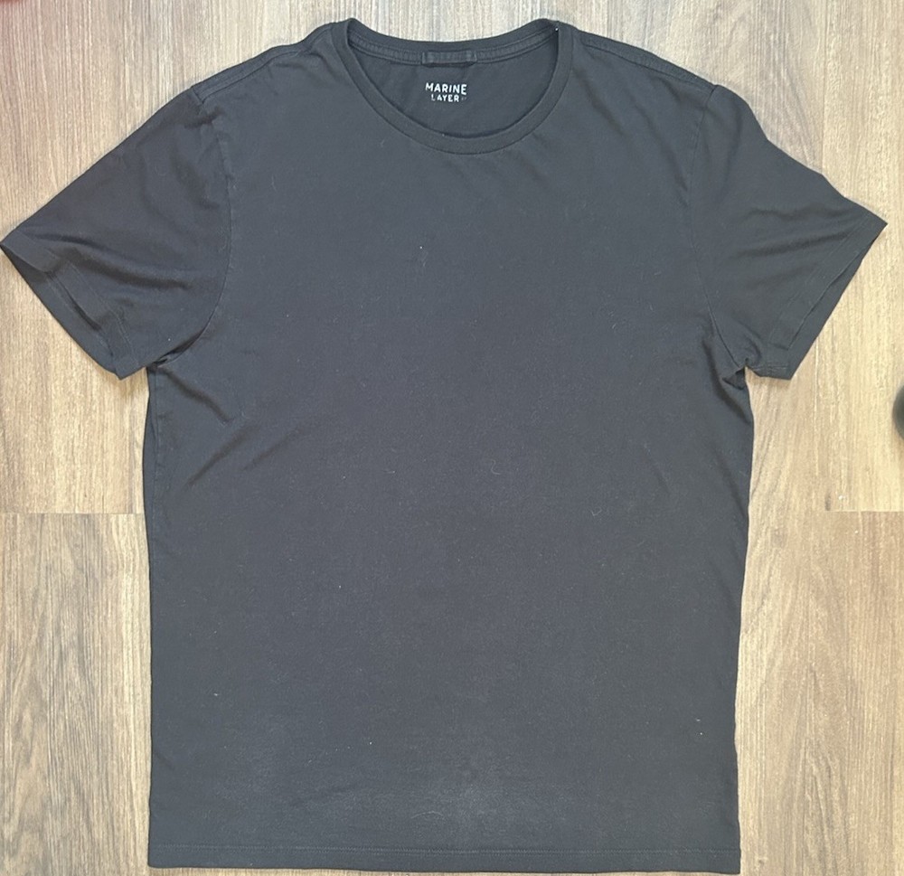 Marine Layer Shirt Mens Medium Black Absurdly Soft Tee Signature Made in USA Med