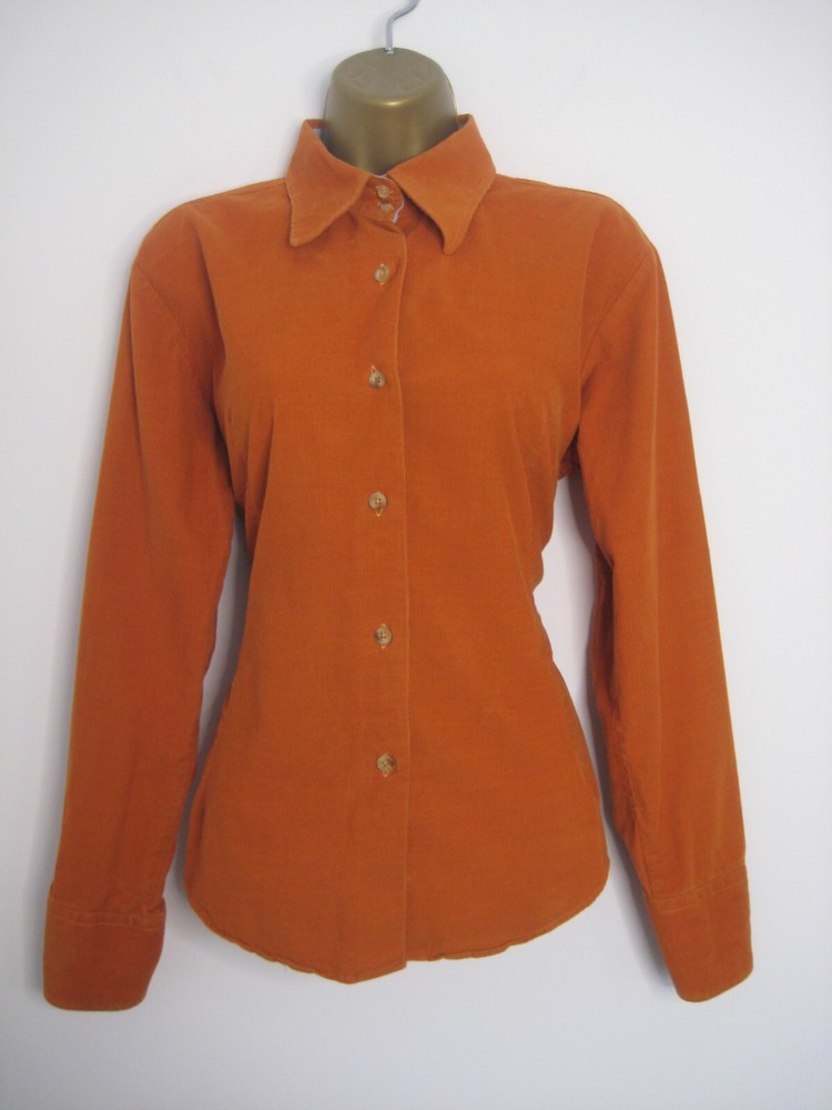 Barbour orange needle cord shirt/blouse/top size XL