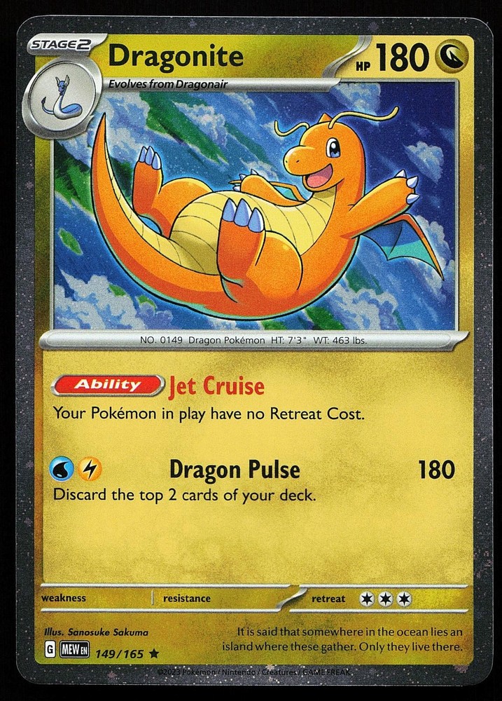 Dragonite Cosmos Holo 149/165 151 Promo Pokemon Card