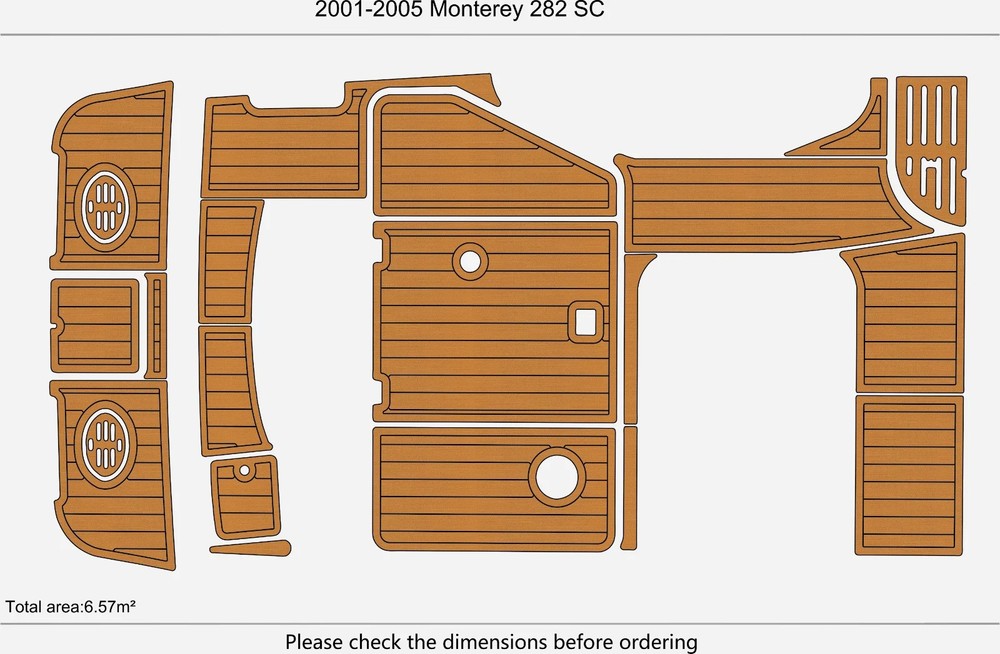 2004 Monterey 282 Swim Platform Cockpit Boat EVA Pad Teak Deck Faux Flooring Mat
