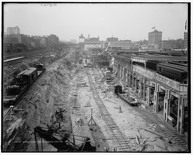 Photo:Excavations for N.Y. Central Station, New York City