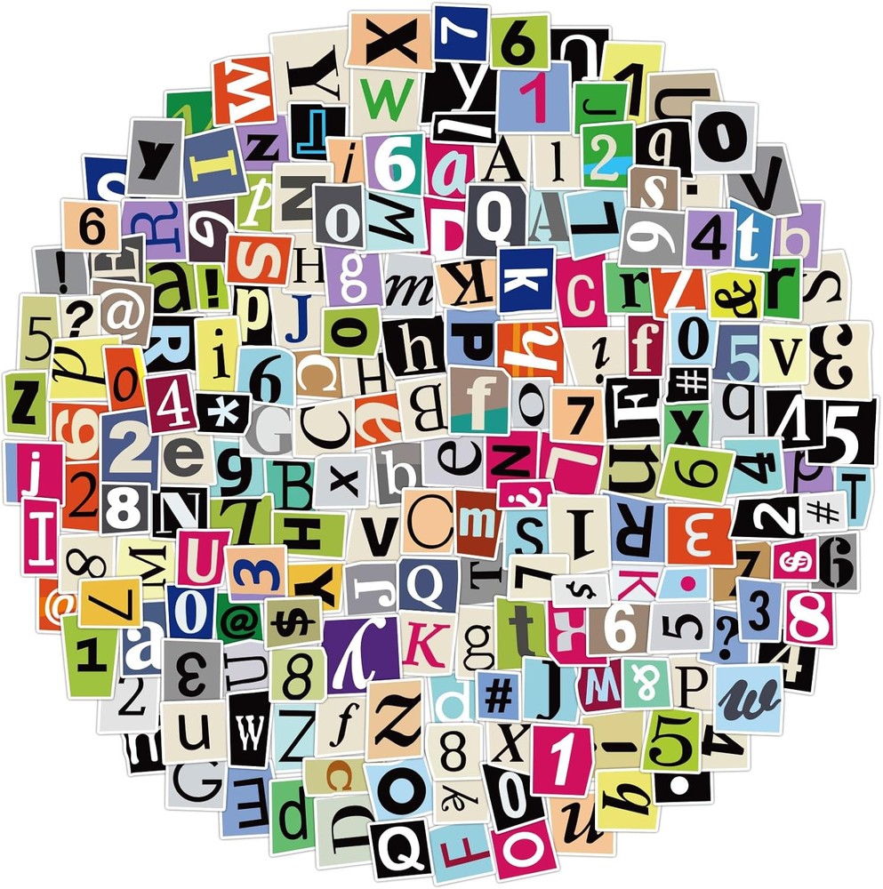 200Pcs Alphabet Stickers Waterproof Vinyl Decals for Scrapbooks, Multi Color