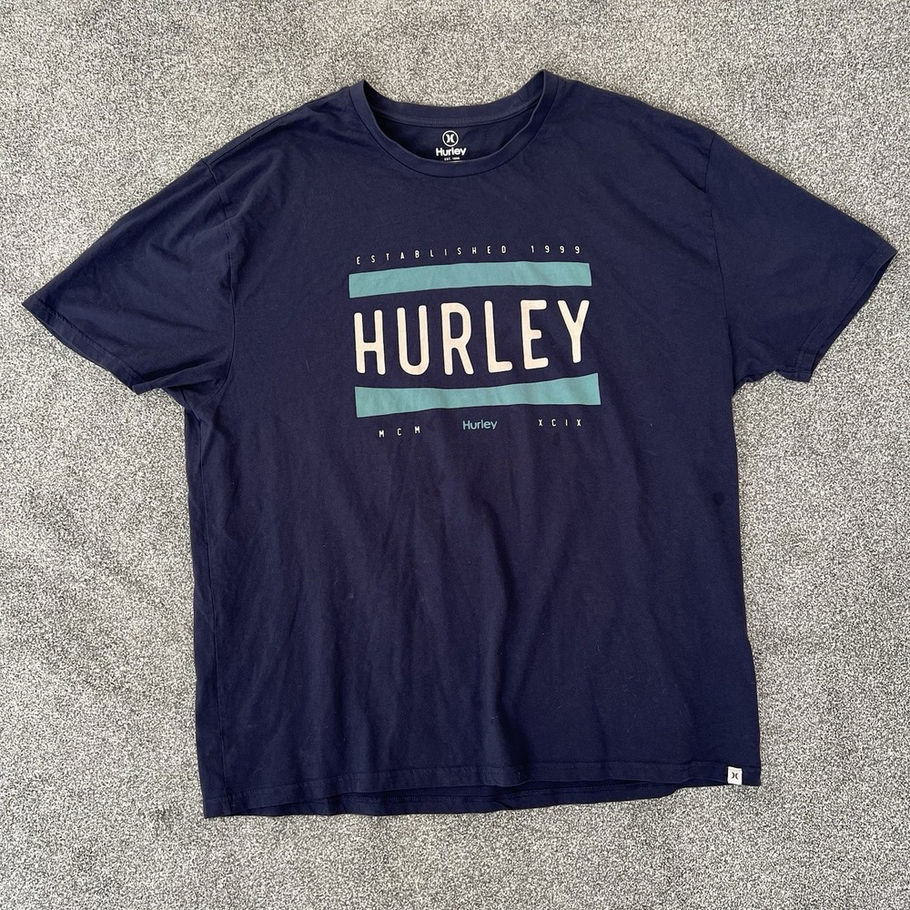 Hurley Graphic Logo T-Shirt Navy Blue Short Sleeve Mens Size XXL
