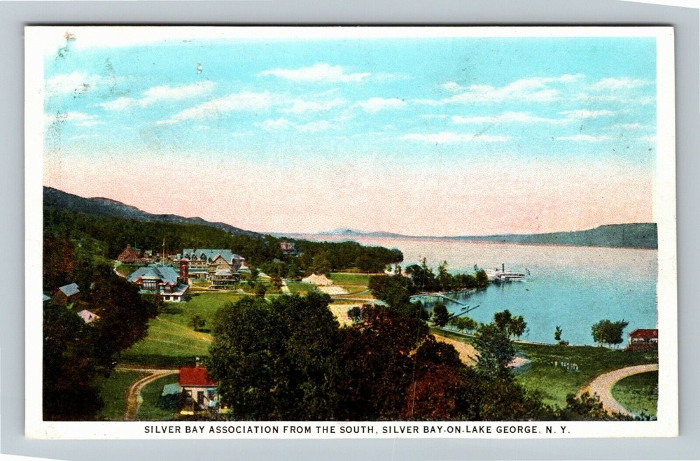 Lake George New York, SILVER BAY ASSOCIATION FROM THE SOUTH, Vintage Postcard