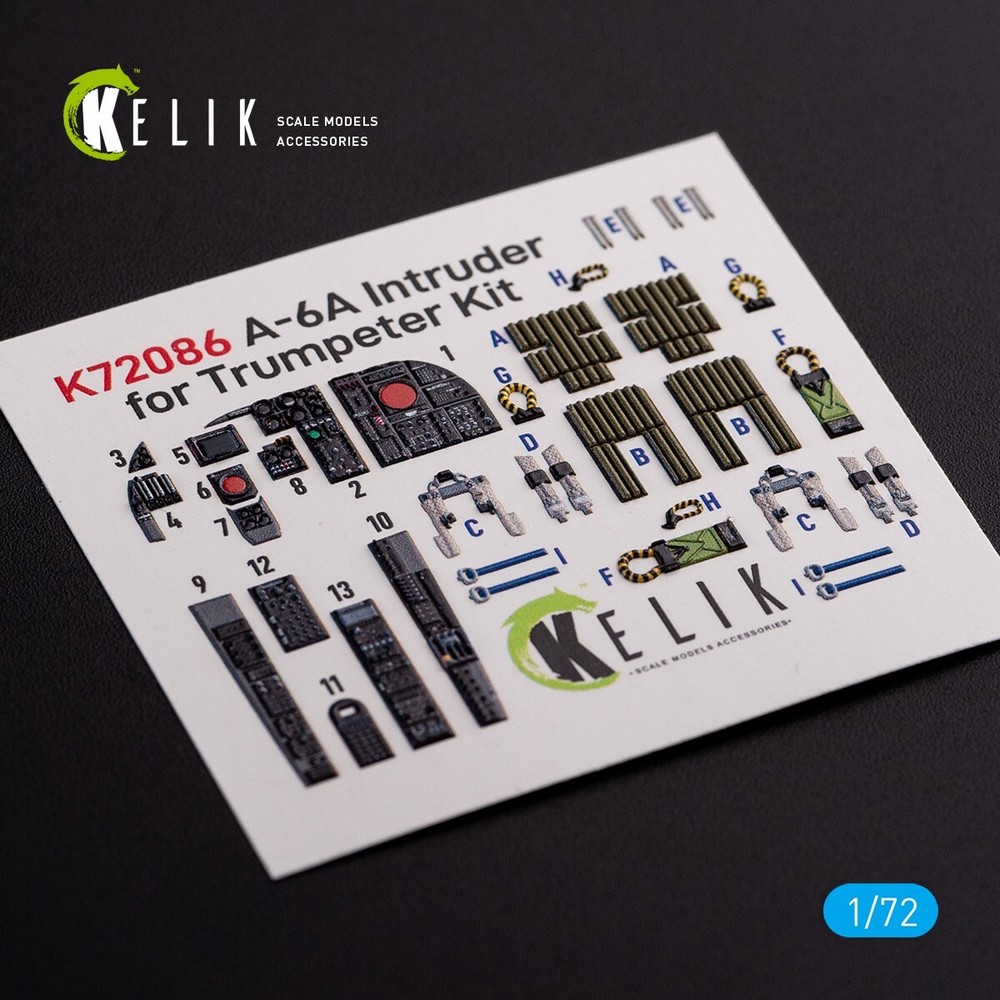 A-6A Intruder. Interior 3D Decals (for Trumpeter) Scale 1:72 KeliK K72086