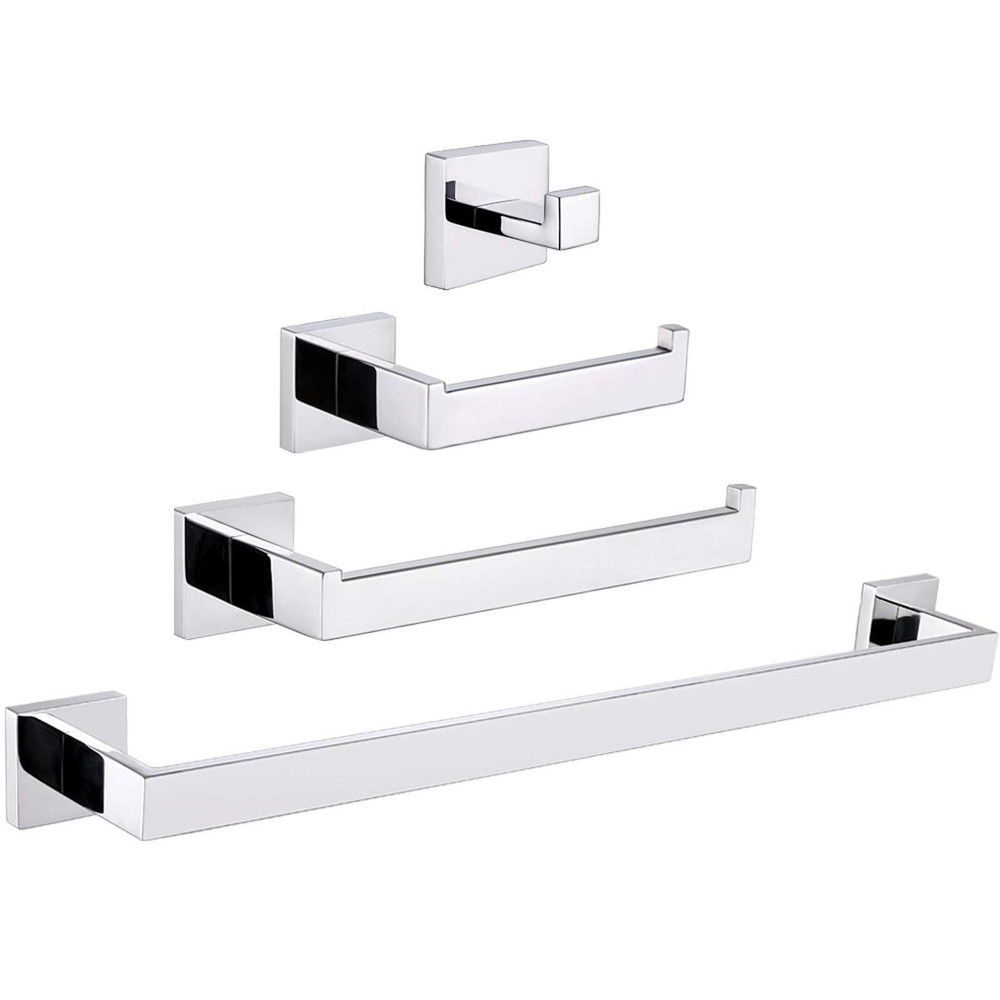 Bathroom Hardware Set 4-Piece SUS304 Stainless Steel Accessory Kit Fixture Robe