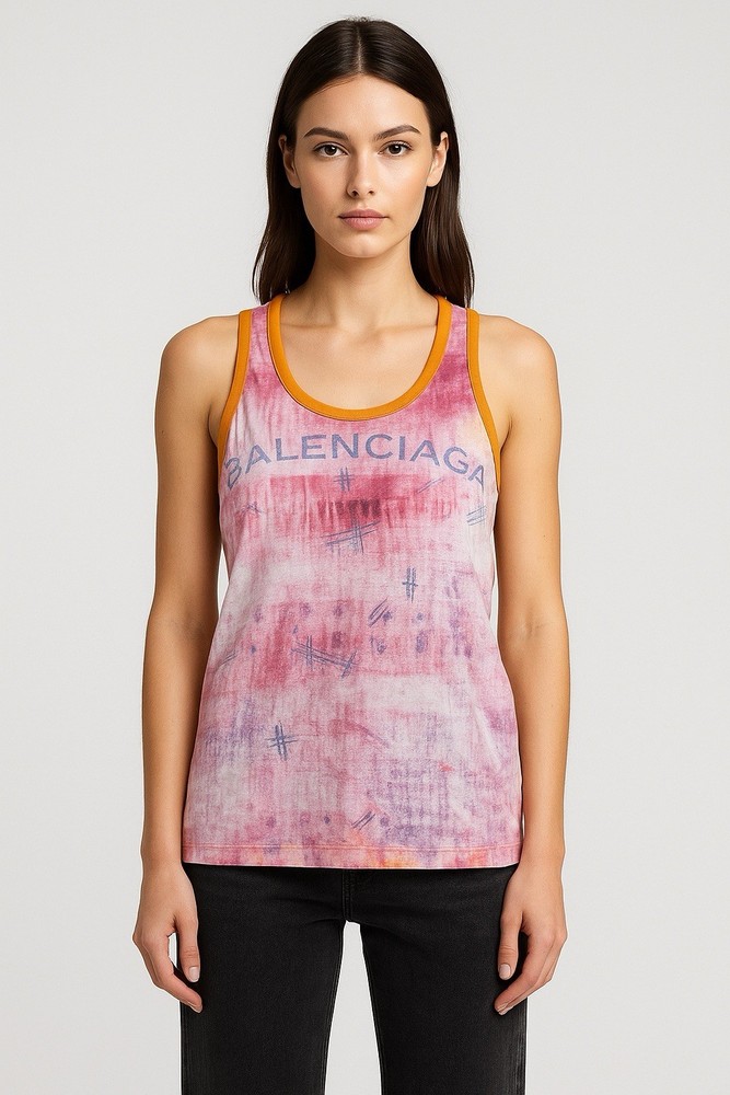 Balenaga Womens Abstract Graphic Sleeveless Tank Top US 4 Made in Italy-image