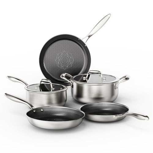 Premium 7-Piece Hybrid Ceramic Non-Stick Stainless Steel Cookware Set