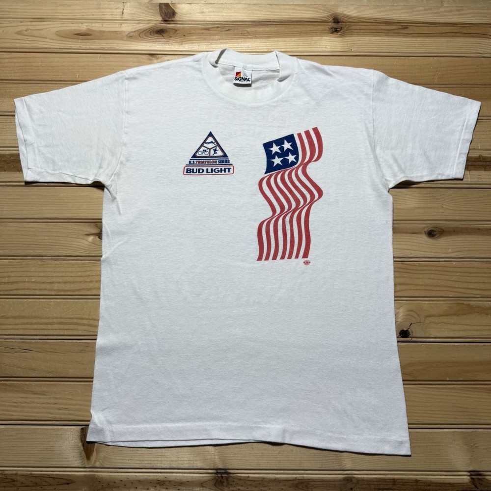 Vintage 80s Bud Light Triathlon Series Ohio State Championship Shirt Size Large