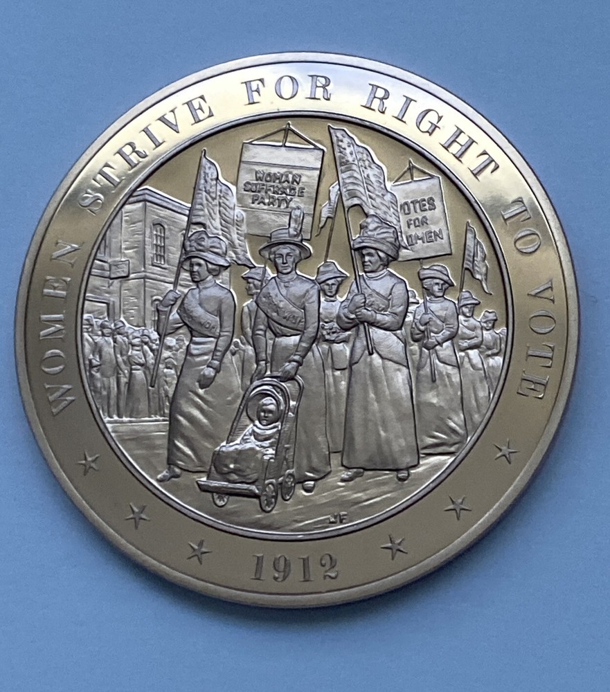 1912 Woman Strive for Right to Vote Franklin Mint Bronze Coin F1