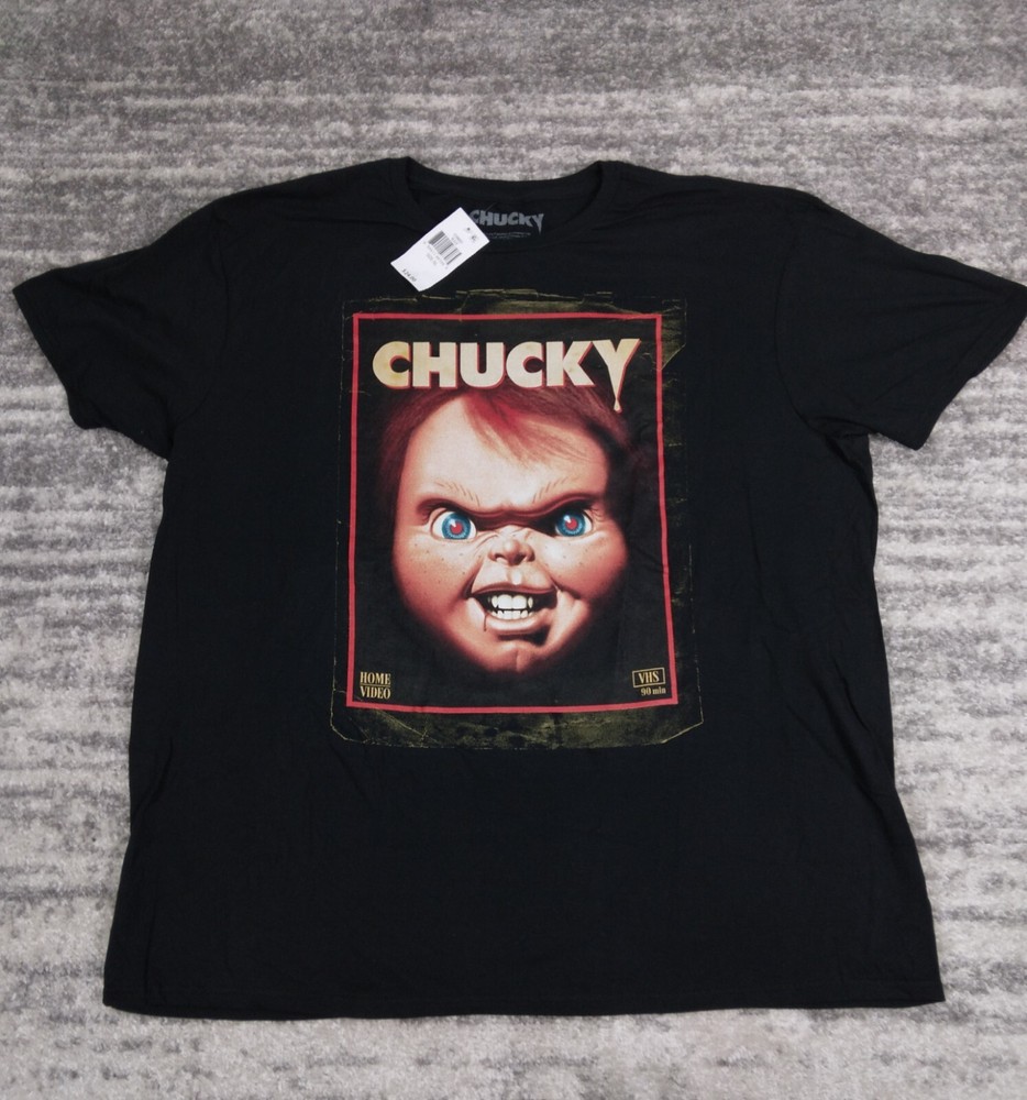 Chucky Childs Play Shirt Men's XL Black Horror VHS Movie Graphic Tee