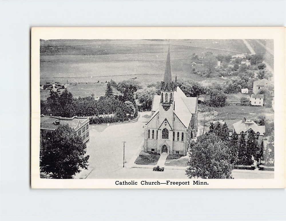 Postcard Catholic Church Freeport Minnesota USA